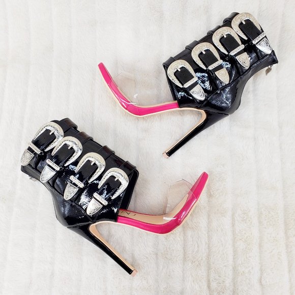 Western Inspired Buckle Multi Strap 5" High Heel Bridget - Picture 2 of 11